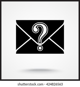 Letter with question mark sign icon, vector illustration. Flat design style