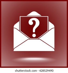Letter with question mark sign icon, vector illustration. Flat design style
