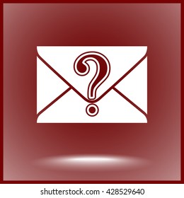 Letter with question mark sign icon, vector illustration. Flat design style