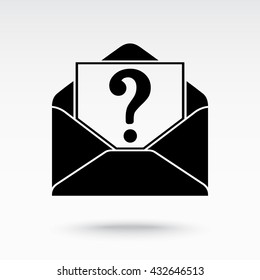 Letter with question mark sign icon, vector illustration. Flat design style