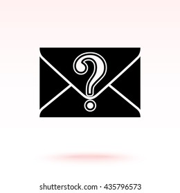 Letter with question mark sign icon, vector illustration. Flat design style