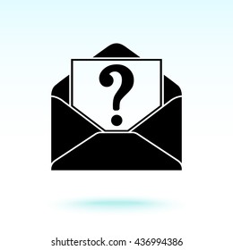 Letter with question mark sign icon, vector illustration. Flat design style