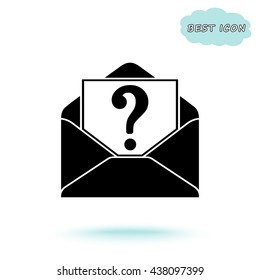 Letter with question mark sign icon, vector illustration. Flat design style
