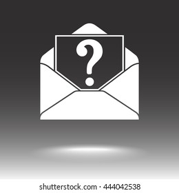 Letter with question mark sign icon, vector illustration. Flat design style