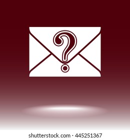 Letter with question mark sign icon, vector illustration. Flat design style