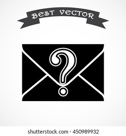 Letter with question mark sign icon, vector illustration. Flat design style