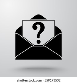 Letter with question mark sign icon, vector illustration. Flat design style