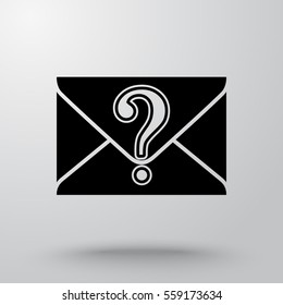 Letter with question mark sign icon, vector illustration. Flat design style