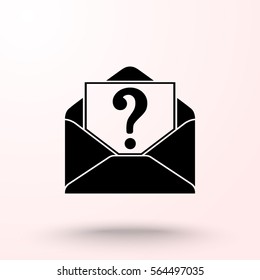 Letter with question mark sign icon, vector illustration. Flat design style