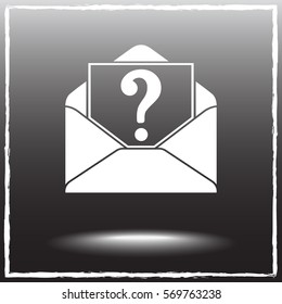 Letter with question mark sign icon, vector illustration. Flat design style