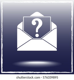 Letter with question mark sign icon, vector illustration. Flat design style