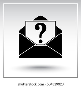 Letter with question mark sign icon, vector illustration. Flat design style