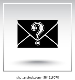 Letter with question mark sign icon, vector illustration. Flat design style