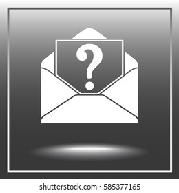 Letter with question mark sign icon, vector illustration. Flat design style