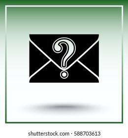 Letter with question mark sign icon, vector illustration. Flat design style