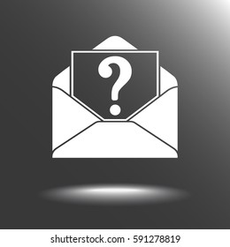 Letter with question mark sign icon, vector illustration. Flat design style