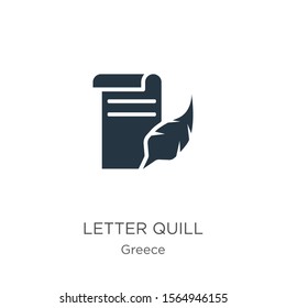 Letter quill icon vector. Trendy flat letter quill icon from greece collection isolated on white background. Vector illustration can be used for web and mobile graphic design, logo, eps10