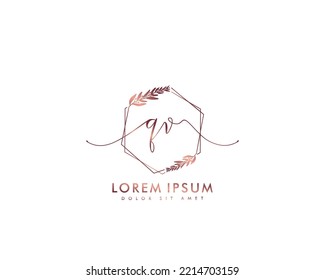 Letter QV Initial handwriting logo with signature and hand drawn style.