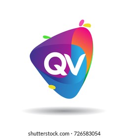 Letter Cv Logo Colorful Splash Background Stock Vector (Royalty Free ...