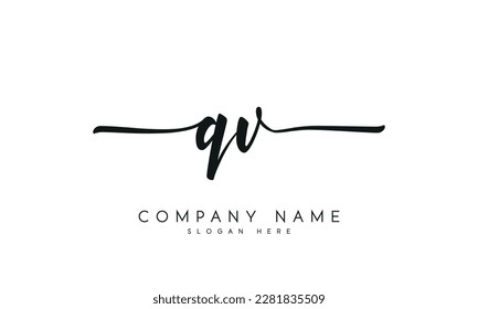 letter QV logo design handwriting signature style vector template.