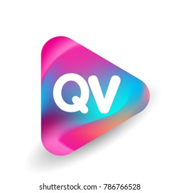 Letter QV logo in triangle shape and colorful background, letter combination logo design for business and company identity.
