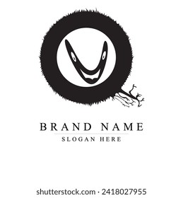 Letter QV with smile logo icon design.	
