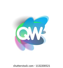 Letter QW logo with colorful splash background, letter combination logo design for creative industry, web, business and company.