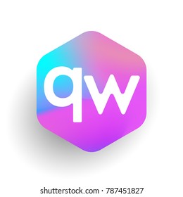 Letter QW logo in hexagon shape and colorful background, letter combination logo design for business and company identity.
