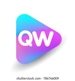 Letter QW logo in triangle shape and colorful background, letter combination logo design for business and company identity.
