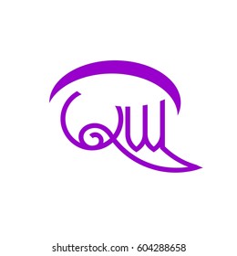 letter q,w purple  color logo vector