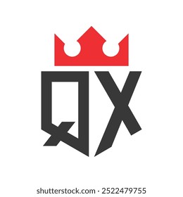 Letra QX Crown Logo. Crown on Letter QX Logo Design Template