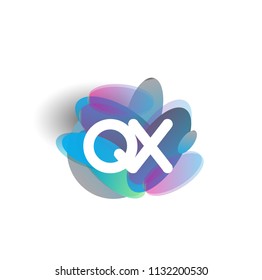Letter QX logo with colorful splash background, letter combination logo design for creative industry, web, business and company.