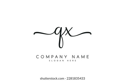 letter QX logo design handwriting signature style vector template.
