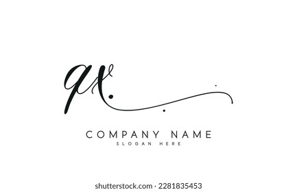 letter QX logo design handwriting signature style vector template.
