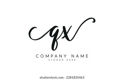 letter QX logo design handwriting signature style vector template.
