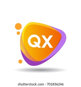 Letter QX logo in triangle splash and colorful background.