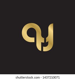 Letter qy linked lowercase logo design template elements. Gold letter Isolated on black  background. Suitable for business, consulting group company.