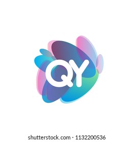 Letter QY logo with colorful splash background, letter combination logo design for creative industry, web, business and company.