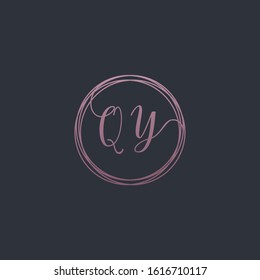 Letter QY logo template. Creative fashion logo design, couple letter , beauty icon. Initial handwriting or handwritten logo for identity. Logo with hand drawn style. wedding concept -vector