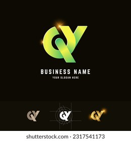 Letter QY or QRY monogram logo with grid method design