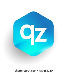 Letter QZ logo in hexagon shape and colorful background, letter combination logo design for business and company identity.
