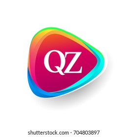 Letter QZ logo in triangle shape and colorful background, letter combination logo design for company identity.