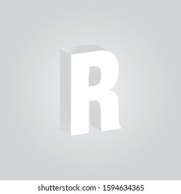 Letter R 3D alphabet vector.