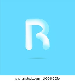 Letter R 3D Bubble Text Logo vector.