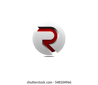 Letter R 3D Circle Logo Design Element