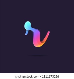 Letter R 3D, gradient multicolour logo icon vector.