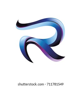 letter R 3D logo blue