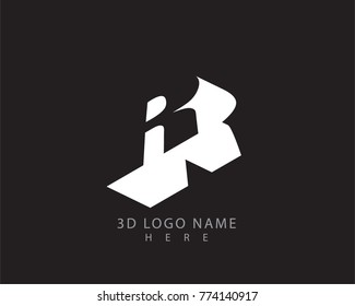 letter R 3D logo vector with black background