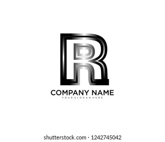 letter R 3d style, initial logo template vector.
