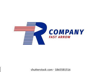 logotipo de movimiento rápido de flecha abstracta de letra R